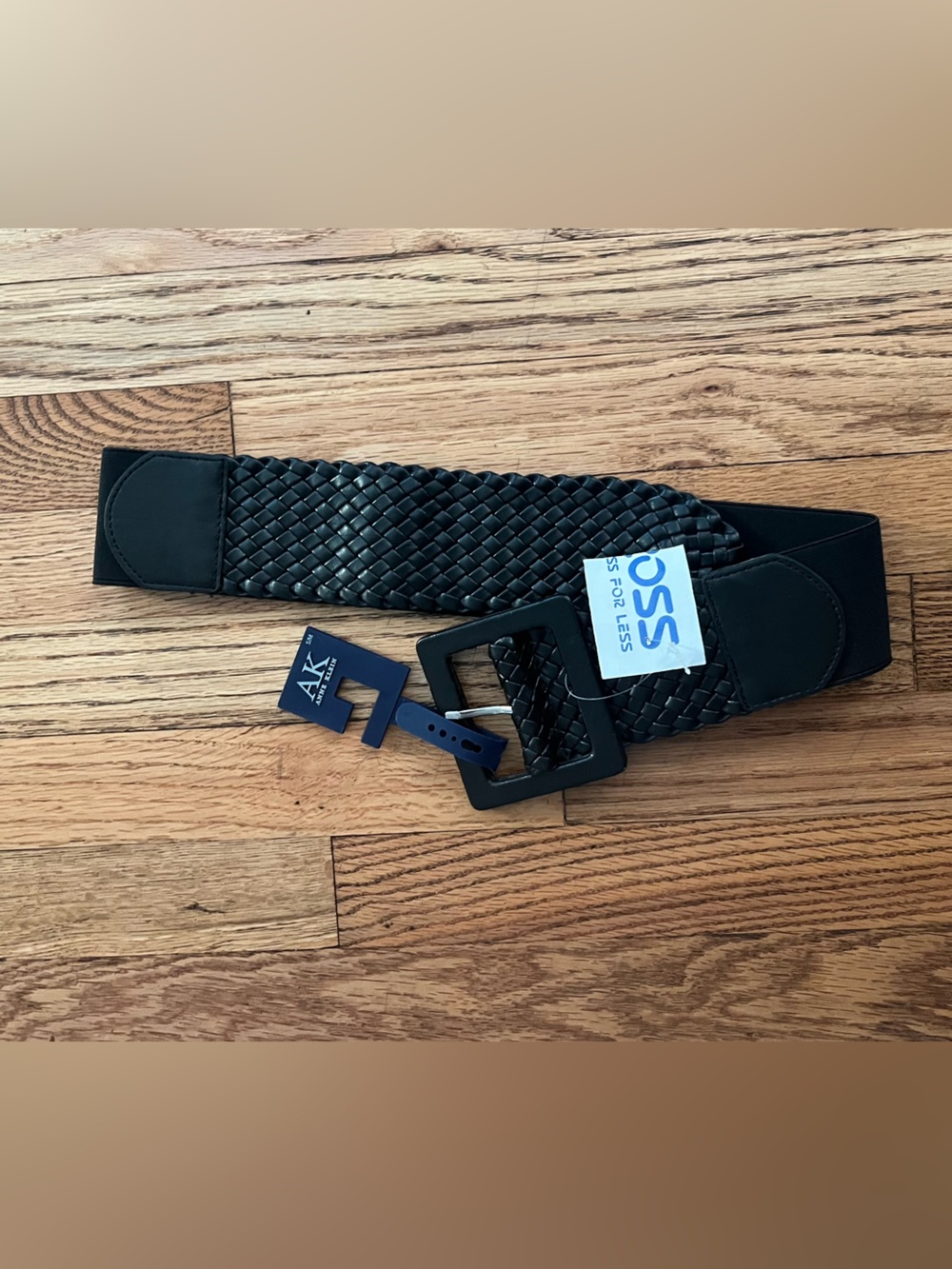 Anne Klein Black Woven Stretch Belt NEW Sz M/L